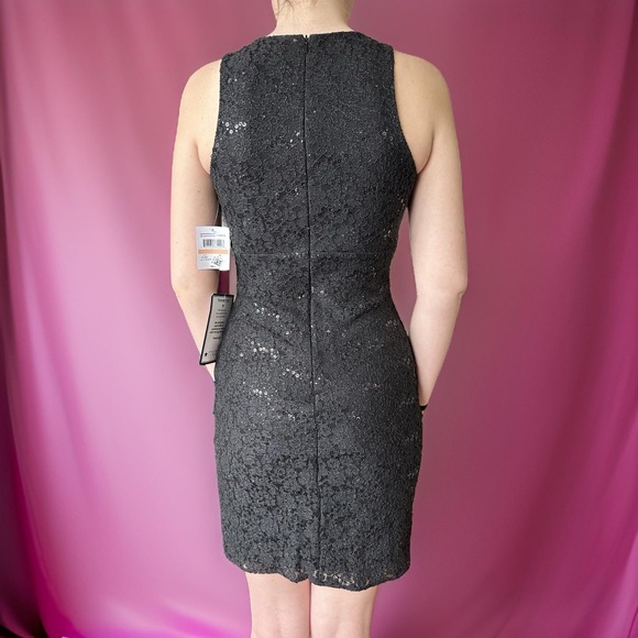 Black lace prom cocktail dress size 2 plunge neckline.  NWT - Picture 5 of 12